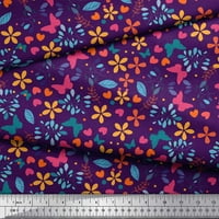 Soimoi Purple Japan Crepe Saten Tkaninski cvijet i leptir štampano zanatsko tkanina od dvorišta široko