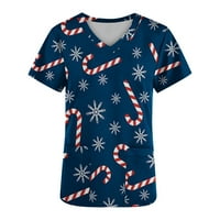 Tormeek ženski božićni piling vrhovi plus veličina V-izrez zabavna t majica Radna odjeća Santa Snowflake