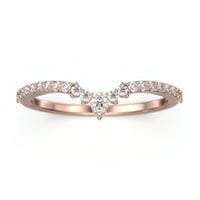 Vjenčani opseg 0,28ct kruška i okrugli rez Diamond Moissanitni prsten 10k Rose Gold