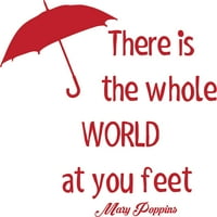 Na vašim nogama nalazi se cijeli svijet Mary Poppins citira kišobran silueta Custom zidne naljepnice