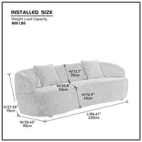 86.6 'Cloucled kauč za zakrivljeni kauč za dnevni boravak, modernog zakrivljenog zakrivljenog zakrivljenog
