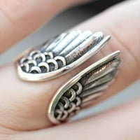 Čelični anđeonski prsten crni vintage nehrđajući nakit Podesivi otvoreni Punk prsten kreativni izdubljeni
