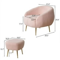 Fau fur barel naglasak stolica sa otomanom za spavaću sobu za dnevni boravak, ružičasta