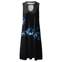 Žene Ljetne kratke haljine Moda izdubljena O-izrez gradijent cvjetni spremnik Casual Džep Flowy Beach