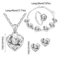 Dezsed ogrlice za žene, modni kristalno ogrlice ogrlice za srce Naušnice na narukvicu Četiri seta