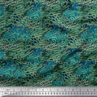 Soimoi Blue Rayon Crepe tkanina pauna i riba životinjska koža tiskana zanata tkanina od dvorišta široka