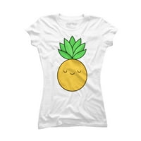 Sretan juniori ananasa bijeli grafički tee - dizajn ljudi XL