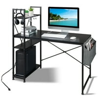 Reverzibilni kutak Računalni stol, Računalni sto sa USB utičnicom i netkanim torbama za pohranu, kućni
