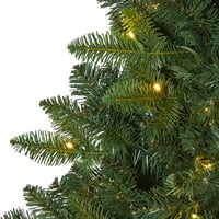 Skoro prirodna 5 Grand Teton smreka ravna leđa veštačka božićna stablo sa čistim LED lampicama i savidljivim