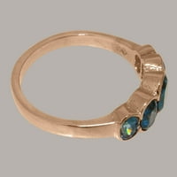 Britanci napravio 18k ružičasto zlato Real Prirodni London Blue Topaz ženski prsten - Veličine Opcije