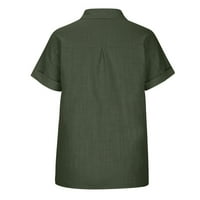Olyvenn V-izrez majica bluza Žene Ležerne prilike plus veličina labava modna majica gumba Žena za žene