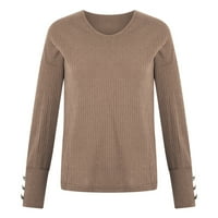 Ženski plaćanje na dugim klincama Plus veličine, džemper od pletenog džempera s dugim rukavima Elegantni
