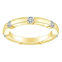 0. Carat Okrugli oblik bijeli prirodni dijamant vječni vjenčani prsten u 14K čvrsti žuto zlatni prsten