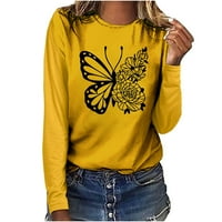 Scyoekwg Dressy vrhovi za žene Jesen modni pulover uzorak tiskane košulje Lagane bluze Ležerne modne