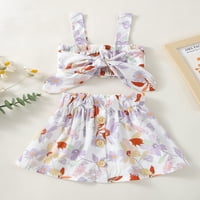 Jaweiw Baby Girl Ljeto odijelo Cvjetni printirani printirajući bez rukava bez rukava s ukrasnim suknjom
