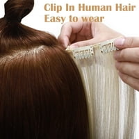-Lady 18Clips Clip u proširenju kose Ljudska kosa za žene Dvostruko potkov brazilski Remy Straight Human Hair Clip u frizuru # platina plavuša