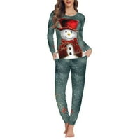 Božićni snjegović uzorak pidžama za žene postavljene hlače, salon PJ set za žene plus veličine, kuće