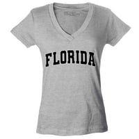 Shop4ever Ženska državno pismo Florida Ispiši Slim Fit V-izrez majica Veliki sportovi Sivi