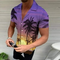 Redovna fit kratka rukav casual havajska majica za muškarce Trendy gumb s majicama na plaži
