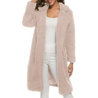 Kaputi od jakne za žene zimska pad modni čvrsti srednji duljina janjeća vuna za casual vrhove otvorene