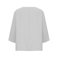 Lenago ženske tuničke vrhove plus veličine pune boje seksi V-izrez casual labava majica vrhovi Basic