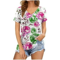 Ljetne ženske ležerne majice modna kauzal v izrez za bluzu za ispis kratkih rukava majica ljetnih vrhova