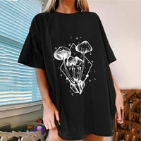 Ženski sunce i mjesec Y2K vrhovi gljive Print okrugli vrat Prevelika majica Casual Vintage Boyfriends