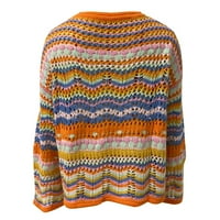 Cleariance ženske dugih rukava kralježnica s prugaste džemper za šivanje u boji Lose Rainbow pleteni