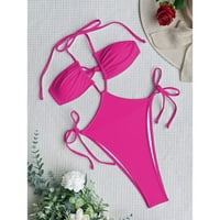 Huachen ženski modni seksi kupaći kostimi ispisali jednodijelni kupaći kostim bikini, vruće ružičaste