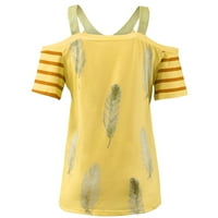 Pulover s majicom Pulover Puwover V-izrez Vintage Majica Loose ženska majica rame Off casual kratko