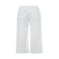 Nokiwiqis 90-ih Vintage Bijele pantalone sa niskim strukom Harajuku Big džepovi Tergo hlače Baggy Dukseri