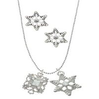 Delight nakit silvertni kvadrat AB Crystal sa filigranskim srebrnim tonom snježne šarm ogrlice i naušnice