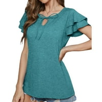 Bluze za žene Plus veličine Žene Trendi solidne V-izrez Summer Ruff Majica s rukavima Ležerne prilike