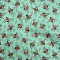 Onuone Georgette viskoza Mint Zelena tkanina Cvjetni i pčelinji prekrivajući materijal Ispiši šivanje