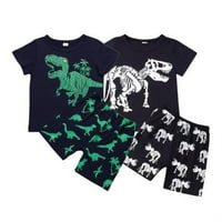 Outfits Ljeto kratki rukav Dinosaur T topši s kratkim hlačama Postavi slatka odjeća godina zelena