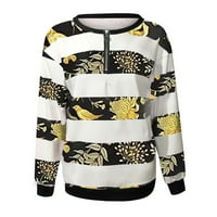 Ženske modne bluze Košulje padaju jesen zimski prugasti leopard šivenje pulover znoj dugih rukava plus