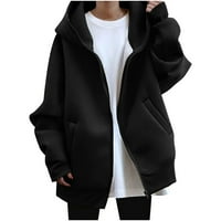 Ženske jakne čišćenje zime ženske casual labavi džepovi dugi rukav zip up dukseli kapuljač prema kaputima