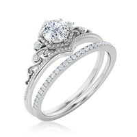 Antique Art Deco 2. CARAT okrugli rez Crown Diamond Moissite Angažman prsten, vjenčani prsten, jedan