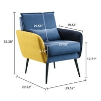 Art Leon Moderna akcentna stolica za spavaću sobu, meka baršunasti nosač ruku Tapacirana boja