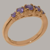 Britanci napravio 14k ružičasto zlato Real Prirodni ametist ženski prsten za opseg - Opcije veličine
