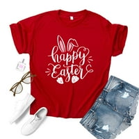 Ljetna bluza Žene Uskršnje tiskane majice Top kratkih rukava Ležerna labava bluza Ladies Top Red XL