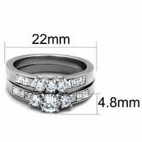Njegova njena ženska okrugla CZ kamen od nehrđajućeg čelika za vjenčani prsten od nehrđajućeg čelika