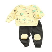 Seyurigaoka Kids Boys Set odjeće, dinosaurus i slova Štampanje pulover i pantalone