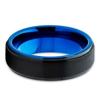 Blue Tungsten Vjenčani prsten, Crni volfram prsten, volfram karbidni prsten, plavi vjenčani prsten,