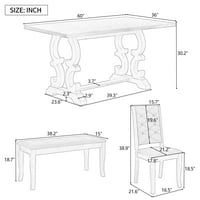 Retro 6-komadni stolni stol sa jedinstvenim dizajnerskim nogama prekrivenim leđima i jastucima za trpezariju