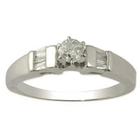 0,50CTTW Prirodno bijelo okruglo i baguette Diamond Remise Ring u 14k bijelo zlato .Size 5.5