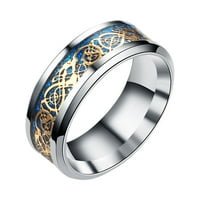 Heiheiup Zlatni prsten od nehrđajućeg čelika Zmaj sa srebrnim prstenom od titanijum zmajeva zvoni midi