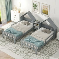 Dvostruka platforma krevet s uzglavljem u obliku kućnog oblikovanog drveta, dvokrevetna platforma krevet