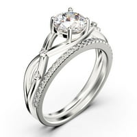 Prekrasni prstenovi Boho & Hipi 1. Carat Round Cut Diamond Moissite Angažman, vjenčani prsten, jedan