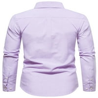 Glonme majice Muškarci Basic Jesen Tunička košulja Prednji džep Jednobojna bluza Blue 4xL